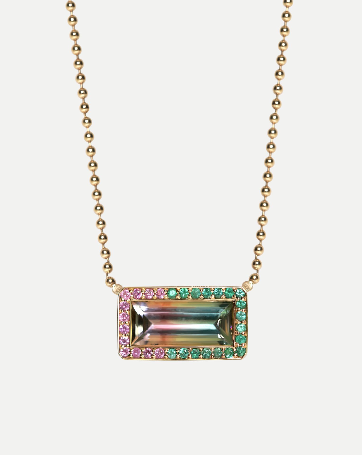 Watermelon Tourmaline Necklace 18K Gold