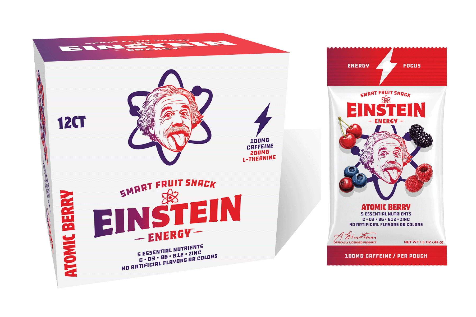 Einstein Energy Smart Fruit Snack - Atomic Berry - Energy + Focus (12-Count)