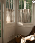 TheHues Cate 100% Linen Striped Custom Cafe Curtain