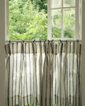 TheHues Cate 100% Linen Striped Custom Cafe Curtain